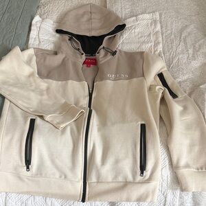 GUESS Men's Beige and Cream Zip-Up Jacket